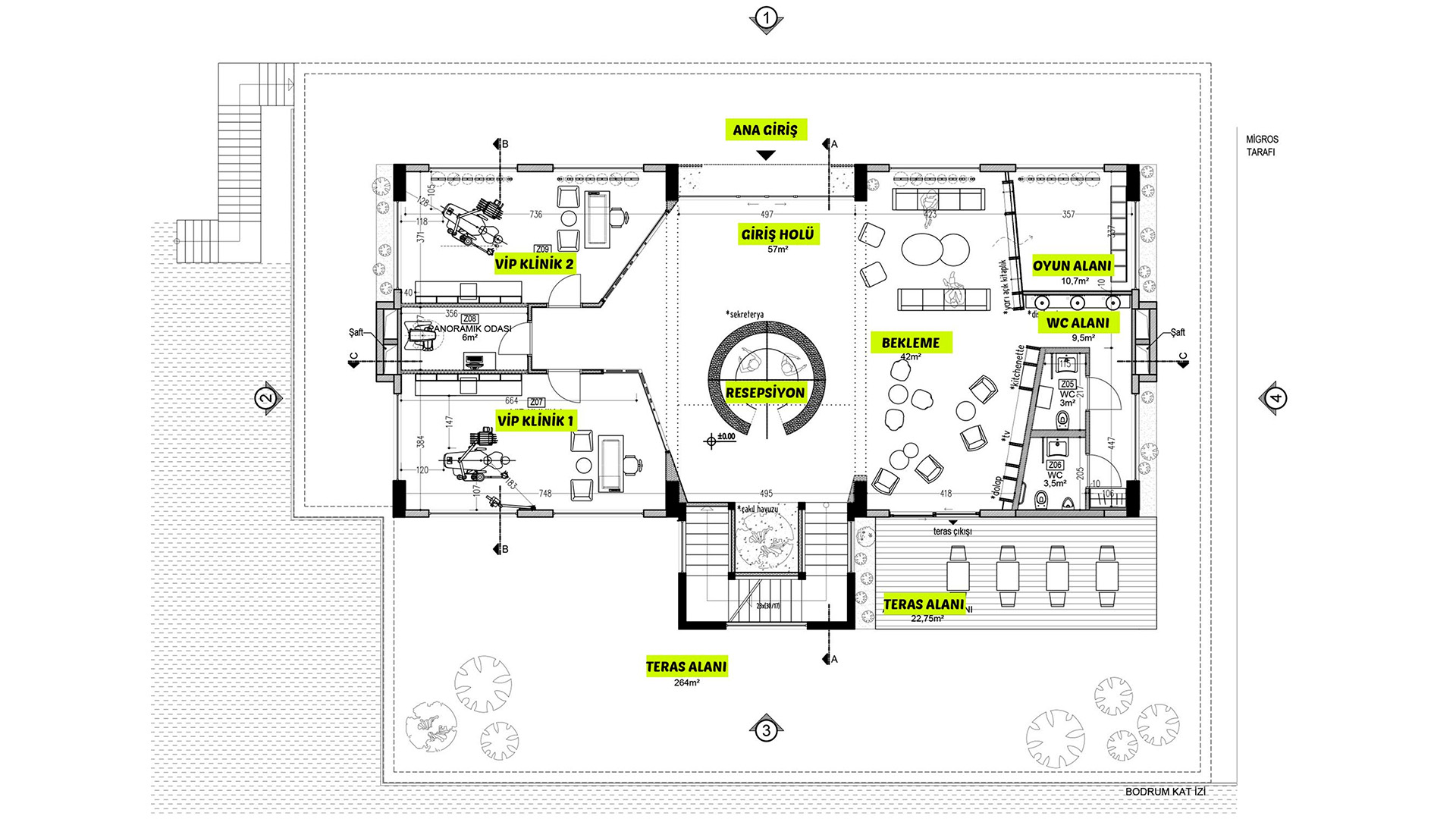 bodrum-merkez-devren-kiralik-dis-poliklinigi alt kat plan